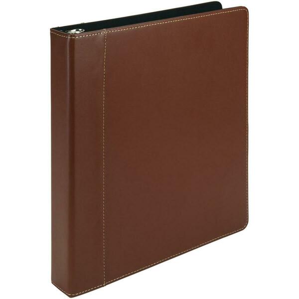Davenport & Co 1 in. Contrast Stitch Leather Ring Binder, Tan - Letter Size DA3193667